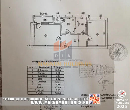 Apartament cf. 1, 2 camere, Trivale, et. 3, cu balcon