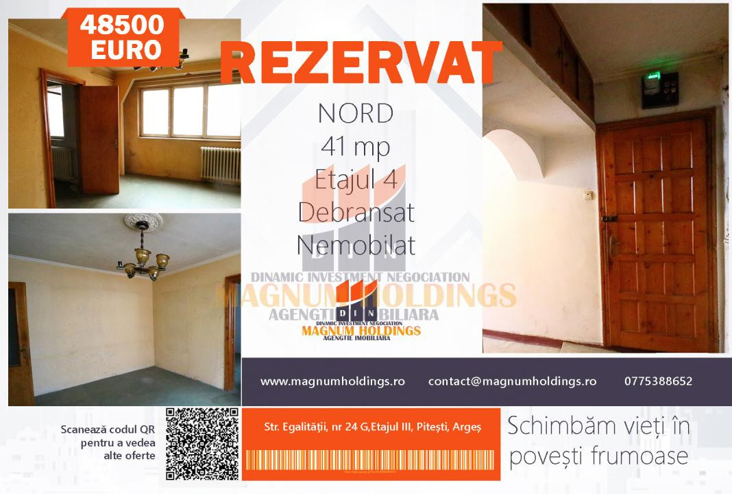 Apartament 2 camere, cf. 2, etaj 4, Kaufland Nord
