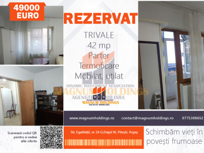 Apartament 2 camere, cf. 2, Trivale, parter, cu balcon