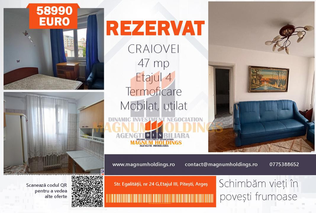 Apartament 2 camere, Craiovei, cu balcon