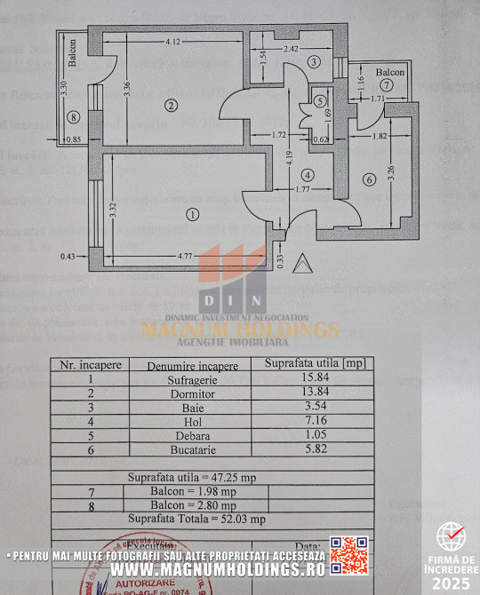Apartament 2 camere, Negru-Voda, etajul 2, doua balcoane