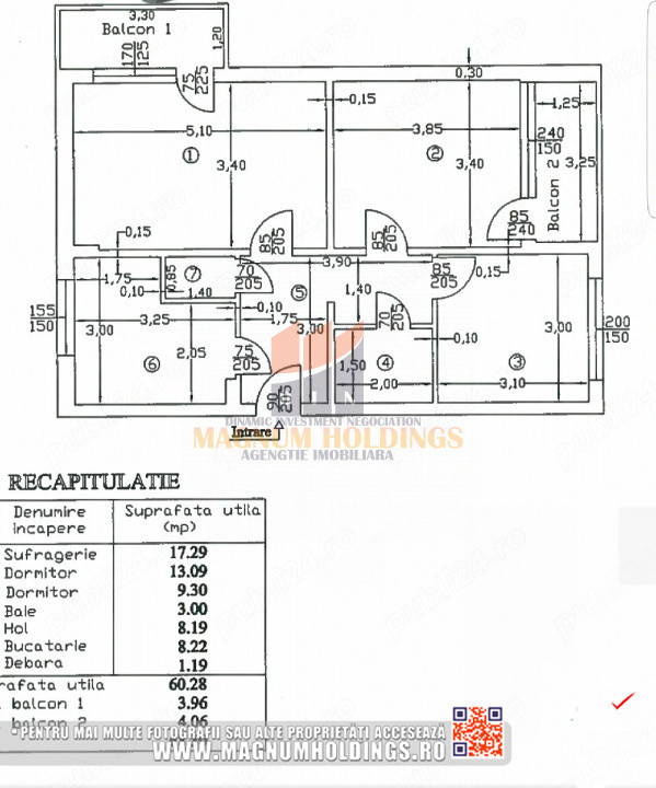 Apartament 3 camere, Eremia Grigorescu, etajul 2