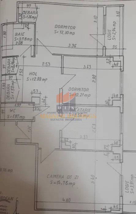 Apartament 3 camere, 2 bai, 2 balcoane, Prundu